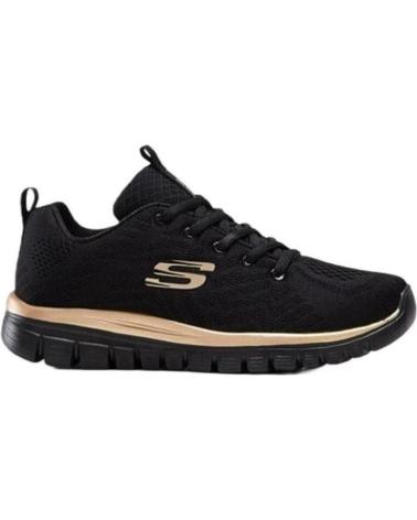 SKECHERS ZAPATILLAS GET CONNECTED DORADO 12615-BKRG CASUAL MUJE NEGRO