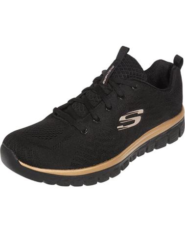 SKECHERS ZAPATILLAS GET CONNECTED DORADO 12615-BKRG CASUAL MUJE NEGRO
