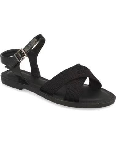 SPORT3PUNTO0 1DE-1154 SANDALIAS PLANAS DE PIEL NEGRA CON TIRAS CRUZADAS VARIOS COLORES