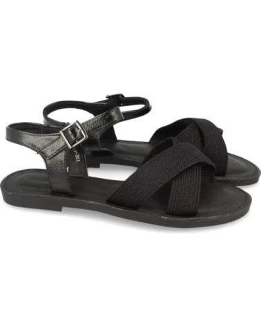 SPORT3PUNTO0 1DE-1154 FLACHE LEDERSANDALEN IN SCHWARZ MIT GEKREUZTEM RIEMEN VARIOS COLORES