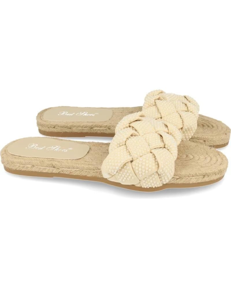 SPORT3PUNTO0 2S31 SANDALIAS PLANAS BEIGE CON LAZO TRENZADO DE PERLAS VARIOS COLORES