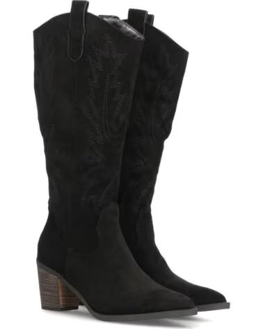 SPORT3PUNTO0 YG707 HOHE WESTERNSTIEFEL AUS SCHWARZEM WILDLEDER MIT ABSATZ VARIOS COLORES