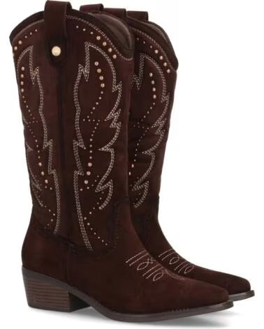STIVALI ALTI STILE TEXANO SPORT3PUNTO0 VR6-3311 MARRONE CON RICAMI E BORCHIE VARIOS COLORES