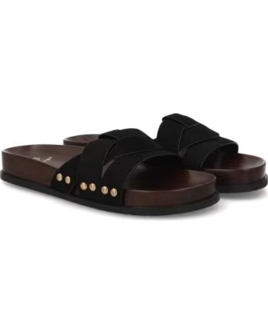 SPORT3PUNTO0 OH-578 SANDALIAS PLANAS DE PIEL NEGRAS CON TACHUELAS VARIOS COLORES