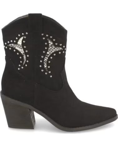 SPORT3PUNTO0 TY1063 BOTINES CAMPEROS DE MUJER EN NEGRO CON TACHUELAS VARIOS COLORES