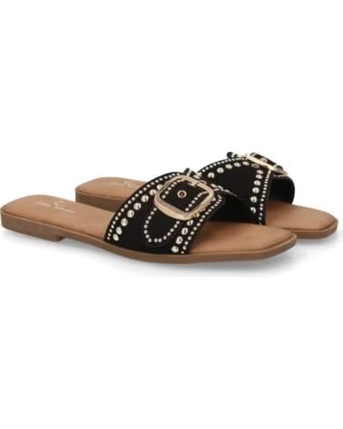 SPORT3PUNTO0 TF2528 FLACHE SCHWARZE SANDALEN MIT SCHNALLE UND NIETEN VARIOS COLORES