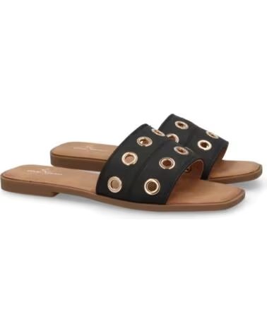 SPORT3PUNTO0 TF2529 SCHWARZE FLACHE SANDALEN MIT METALLÖSEN VARIOS COLORES