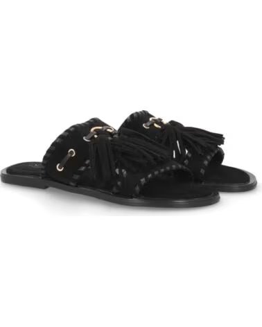 SPORT3PUNTO0 FLACHE SANDALEN LL-2A030 SCHWARZ MIT FRANSEN UND QUASTEN VARIOS COLORES