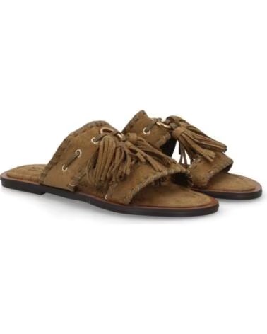 SPORT3PUNTO0 LL-2A030 FLACHE WILDLEDERSANDALEN MIT FRANSEN UND QUASTEN GRÜN VARIOS COLORES