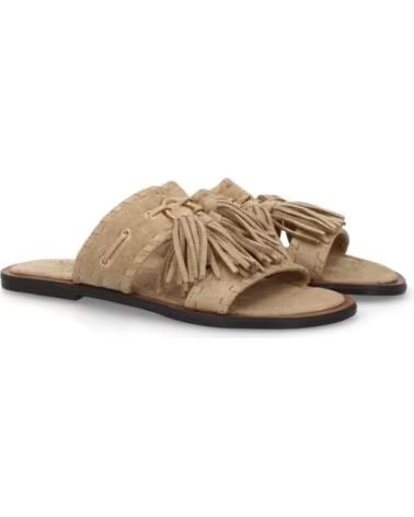 SPORT3PUNTO0 LL-2A030 KAKI FLACHE WILDLEDERSANDALEN MIT QUASTEN VARIOS COLORES