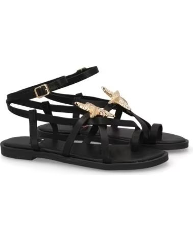 FLACHE DAMEN SANDALEN SPORT3PUNTO0 5269 SCHWARZ MIT DETAIL VARIOS COLORES