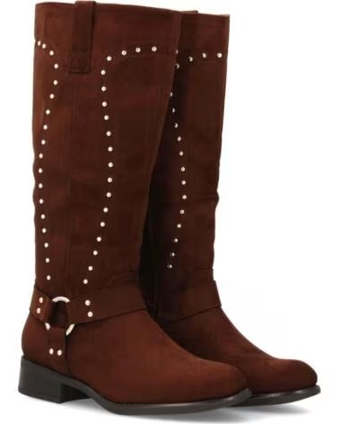 SPORT3PUNTO0 9262 STIVALI ALTI IN CAMOSCIO MARRONE CON BORCHIE E FIBBIA VARIOS COLORES