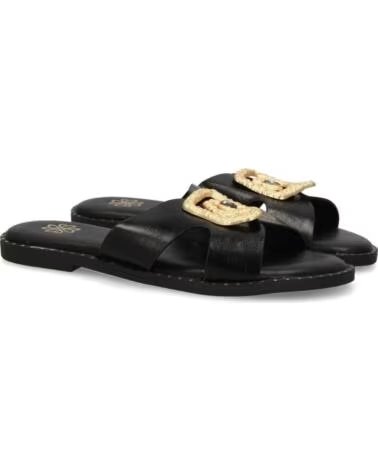 SPORT3PUNTO0 AA-29 SCHWARZE FLACHE LEDERSANDALEN MIT SCHNALLE VARIOS COLORES