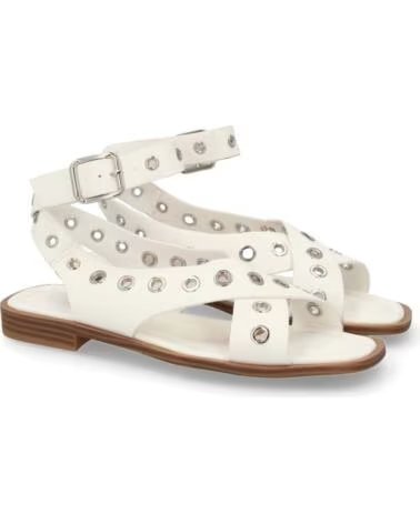 SPORT3PUNTO0 2287 FLACHE LEDERSANDALEN IN WEISS MIT ÖSEN VARIOS COLORES