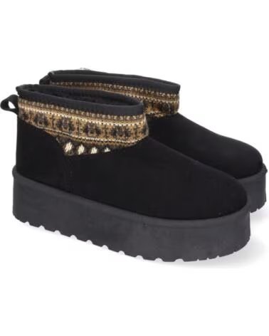 SPORT3PUNTO0 SCHWARZE STIEFELETTEN MIT PLATEAU UND ETHNISCHEM DETAIL SL-729 VARIOS COLORES