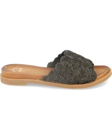 SPORT3PUNTO0 H006 SCHWARZE FLACHE SANDALEN MIT ROSEN-DETAIL VARIOS COLORES