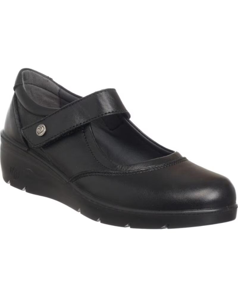 DAMEN-LEDERHALBSCHUHE MIT KLETTVERSCHLUSS VON LAURA AZAÑA IN SCHWARZ NEGRO