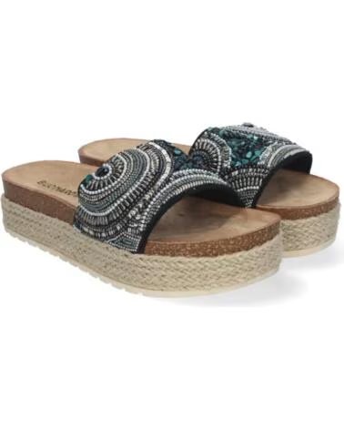 SPORT3PUNTO0 AY-3072 FLACHE PLATEAU-SANDALEN MIT SCHWARZEN PERLEN VARIOS COLORES