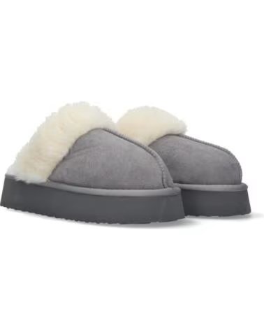 SPORT3PUNTO0 EV277 CHAUSSONS PLATEFORME EN CUIR ET FOURRURE GRIS VARIOS COLORES