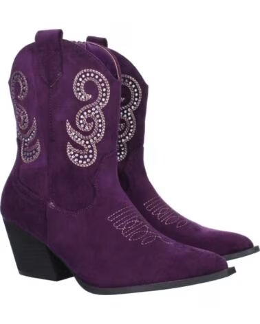 SPORT3PUNTO0 YZ23-65 VIOLETTE WESTERNSTIEFEL AUS WILDLEDERIMITAT MIT STICKEREI UND NIETEN VARIOS COLORES