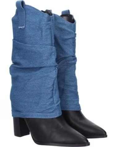 SPORT3PUNTO0 YZ23-35 STIVALI CON TACCO ALTO IN DENIM E PELLE SINTETICA VARIOS COLORES