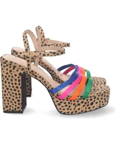 SANDALI CON TACCO ALTO SPORT3PUNTO0 A-2308 LEOPARDATO E LISTINI MULTICOLORE VARIOS COLORES