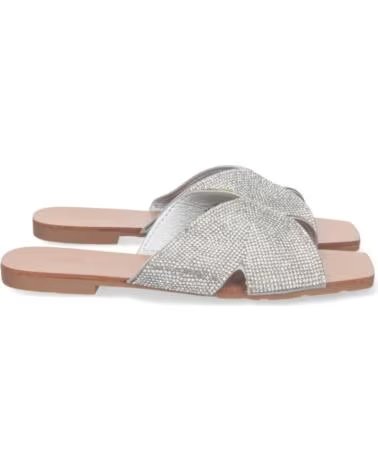 SPORT3PUNTO0 1BP-1756 FLACHE DAMEN SANDALEN SILBER MIT GLITZER VARIOS COLORES