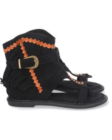 SPORT3PUNTO0 YZ21-150 SANDALI ALTI STILE STIVALE IN CAMOSCIO NERO CON FRANGE E DETTAGLI VARIOS COLORES