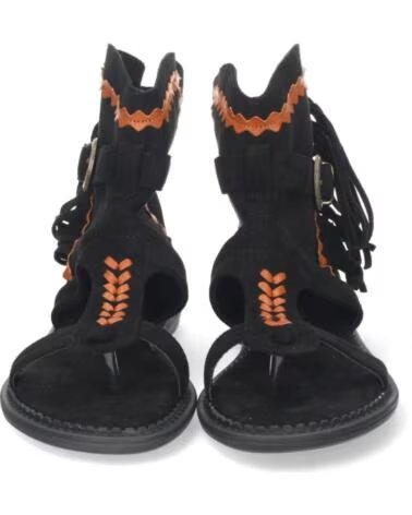 SPORT3PUNTO0 YZ21-150 HIGH-TOP-SANDALEN IM STIEFEL-STIL AUS SCHWARZEM WILDLEDER MIT FRANSEN UND DETAILS VARIOS COLORES