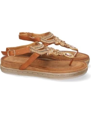 SPORT3PUNTO0 1AF-1669 SANDALIAS PLANAS DE MUJER CAMEL CON PEDRERÍA VARIOS COLORES