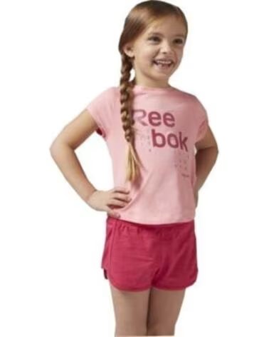 REEBOK COMPLETO MAGLIETTA E PANTALONCINI BK4374 ROSA BAMBINA