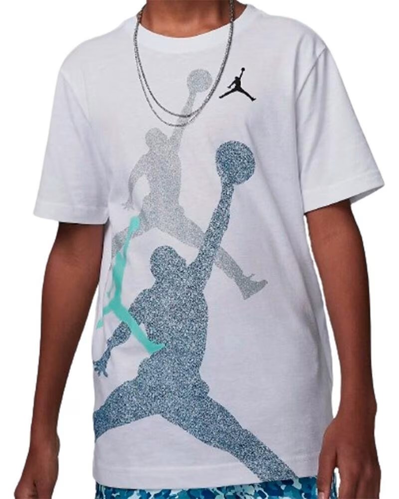 NIKE T-SHIRT JDB GRADIENTE STACKED JM SS TEE 95D119 I1N BLANCO