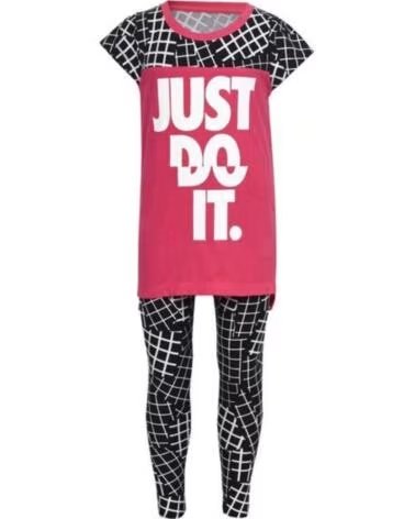 NIKE LEGGINGS 849-023 JUST DO IT COMPLETO FUCSIA E NERO NEGRO