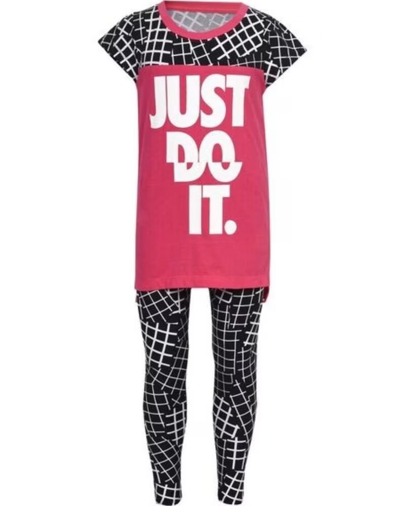 NIKE LEGGINGS 849-023 JUST DO IT COMPLETO FUCSIA E NERO NEGRO