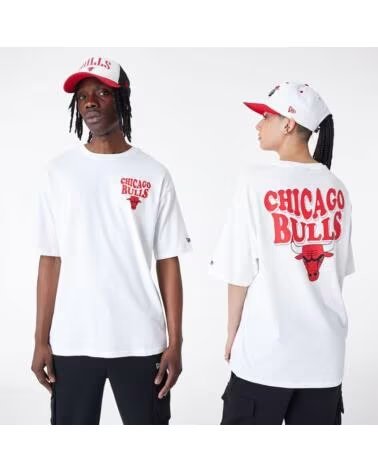NEW ERA T-SHIRT NBA SCRIPT OS TEE CHICAGO BULLS CHIBUL 60435518 BIANCO BLANCO
