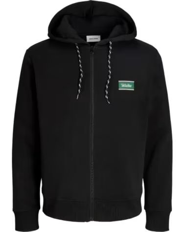JACK AND JONES 12298627 JJBUSTER SWEAT-SHIRT ZIPPÉ À CAPUCHE NEGRO
