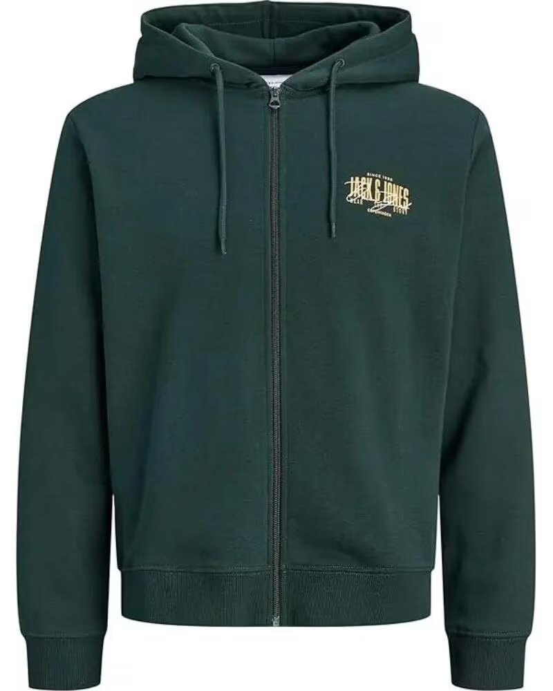 JACK AND JONES JJAERO SWEATJACKE MIT REISSVERSCHLUSS UND KAPUZE 12298494 VERDE