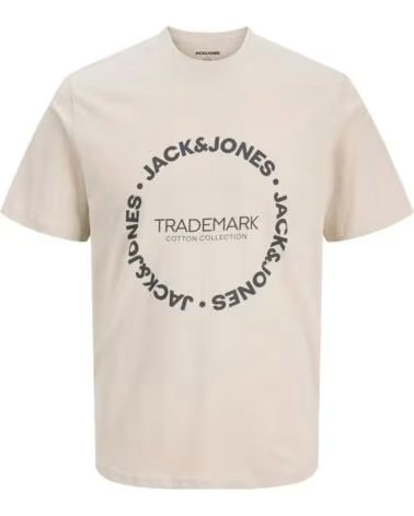 JACK AND JONES 12298496 T-SHIRT JJBENSON MANGA CURTA GOLA CARECA BEIGE