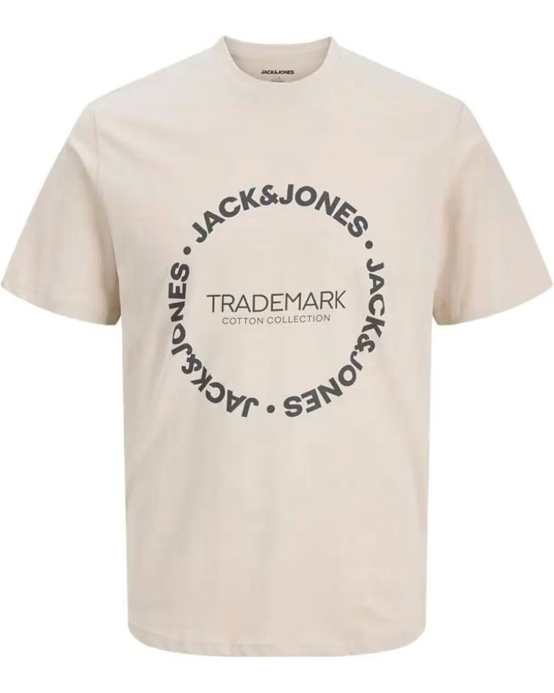 JACK AND JONES 12298496 T-SHIRT JJBENSON MANGA CURTA GOLA CARECA BEIGE