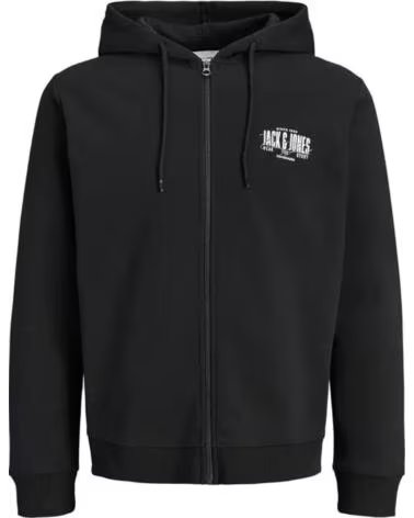 JACK AND JONES JJAERO SWEAT ZIP HOOD SWEAT-SHIRT ZIPPÉ À CAPUCHE 12298494 NEGRO