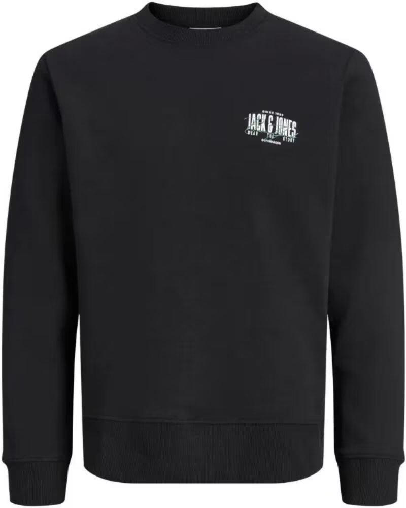 JACK AND JONES 12298492 FELPA GIROCOLLO JJAERO NEGRO