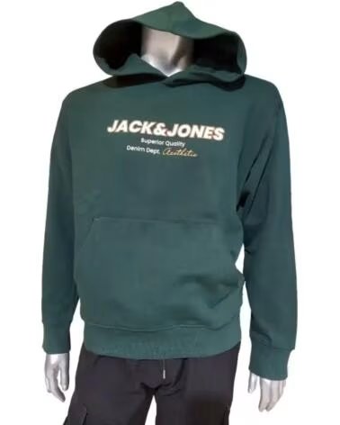 JACK AND JONES SWEAT-SHIRT À CAPUCHE JJABBO 12298471 VERT VERDE