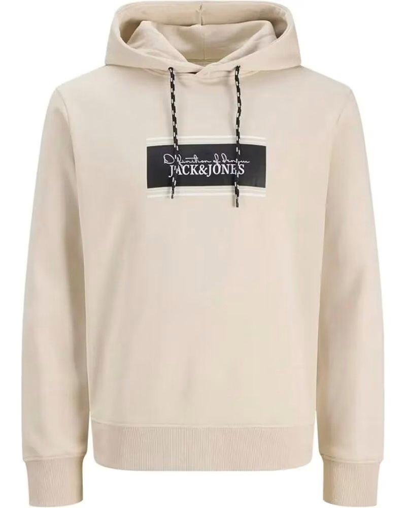 JACK AND JONES KAPUZENPULLOVER JJBUSTER 12298423 BEIGE HERREN