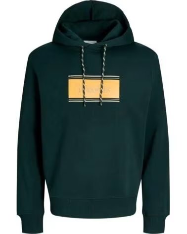 JACK AND JONES FELPA CON CAPPUCCIO UOMO JJBUSTER 12298423 VERDE