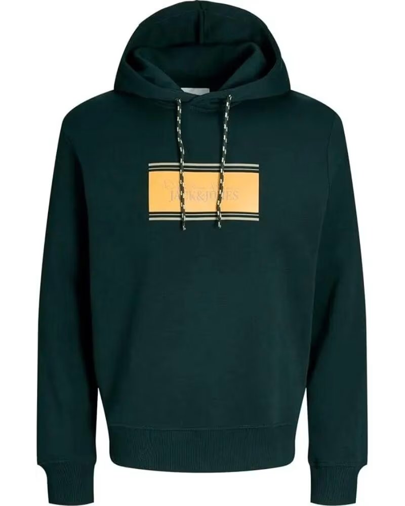 JACK AND JONES FELPA CON CAPPUCCIO UOMO JJBUSTER 12298423 VERDE