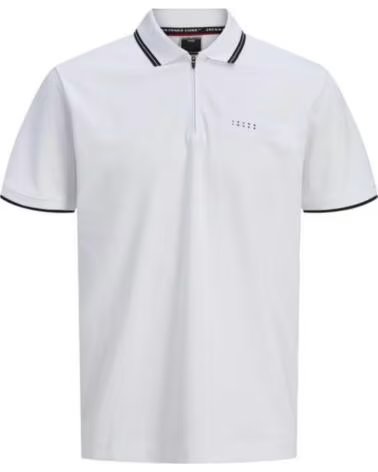 JACK AND JONES POLO JCOFUSION BRANDING ZIP SS 12289953 BIANCO BLANCO