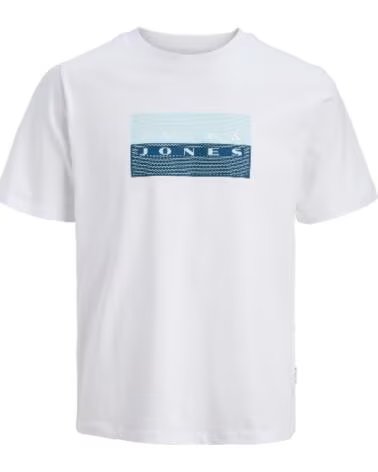 JACK AND JONES T-SHIRT JCOFUSION DOTS PRINT TEE SS CREW SN 12289863 WEISS BLANCO