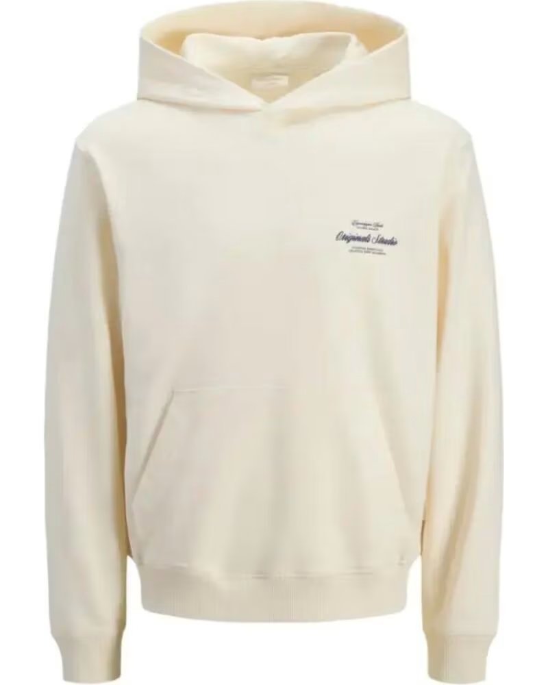 JACK AND JONES KAPUZENPULLOVER RÜCKENPRINT 12283054 BG BEIGE