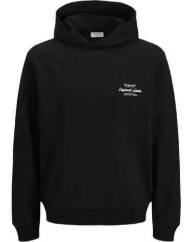 JACK AND JONES KAPUZENSWEATSHIRT RÜCKENPRINT 12283054 SCHWARZ NEGRO