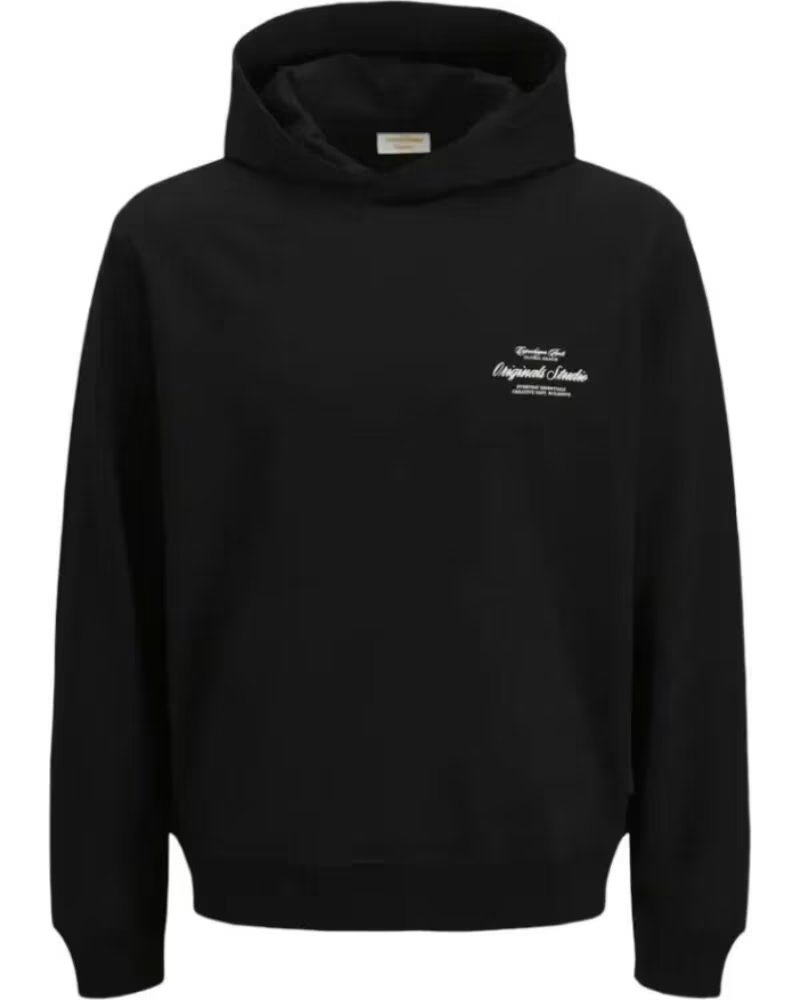 JACK AND JONES KAPUZENSWEATSHIRT RÜCKENPRINT 12283054 SCHWARZ NEGRO